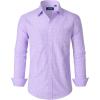 J.VER Dress Shirts for Men Cotton Long Sleeve Button Down Shirt Business Casual Classic Plaid Tops with Pocket(Purple Gingham)