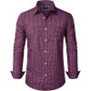 J.VER Dress Shirts for Men Cotton Long Sleeve Button Down Shirt Business Casual Classic Plaid Tops with Pocket(Red Gingham)