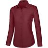 J.VER Dress Shirts for Women Button Down Wrinkle Free Shirt Business Casual Long Sleeve Work Blouse with Pocket(Burgundy)