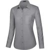 J.VER Dress Shirts for Women Button Down Wrinkle Free Shirt Business Casual Long Sleeve Work Blouse with Pocket(Grey)