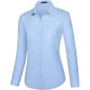 J.VER Dress Shirts for Women Button Down Wrinkle Free Shirt Business Casual Long Sleeve Work Blouse with Pocket(Light Blue)