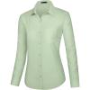 J.VER Dress Shirts for Women Button Down Wrinkle Free Shirt Business Casual Long Sleeve Work Blouse with Pocket(Light Green)