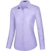 J.VER Dress Shirts for Women Button Down Wrinkle Free Shirt Business Casual Long Sleeve Work Blouse with Pocket(Light Purple)
