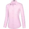J.VER Dress Shirts for Women Button Down Wrinkle Free Shirt Business Casual Long Sleeve Work Blouse with Pocket(Pink)