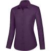 J.VER Dress Shirts for Women Button Down Wrinkle Free Shirt Business Casual Long Sleeve Work Blouse with Pocket(Purple)