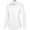 J.VER Dress Shirts for Women Button Down Wrinkle Free Shirt Business Casual Long Sleeve Work Blouse with Pocket(White)