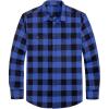 J.VER Flannel Shirt for Men Plaid Long Sleeve Casual Button Down Shirts Regular Fit Cotton Buffalo Checkered Top with Pockets(Blue)