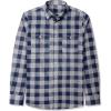 J.VER Flannel Shirt for Men Plaid Long Sleeve Casual Button Down Shirts Regular Fit Cotton Buffalo Checkered Top with Pockets(Grey Navy)