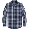 J.VER Flannel Shirt for Men Plaid Long Sleeve Casual Button Down Shirts Regular Fit Cotton Buffalo Checkered Top with Pockets(Navy Brown)