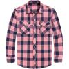 J.VER Flannel Shirt for Men Plaid Long Sleeve Casual Button Down Shirts Regular Fit Cotton Buffalo Checkered Top with Pockets(Pink)