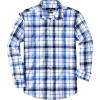 J.VER Long Sleeve Shirts for Men Cotton Plaid Button Down Shirt Business Casual Work Top with Pocket(Blue)