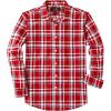 J.VER Long Sleeve Shirts for Men Cotton Plaid Button Down Shirt Business Casual Work Top with Pocket(Red)