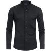 J.VER Men’s Banded Collar Dress Shirt Mandarin Long Sleeve Button Down Shirts Stretch Collarless Tops with Pocket(Black)