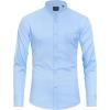 J.VER Men’s Banded Collar Dress Shirt Mandarin Long Sleeve Button Down Shirts Stretch Collarless Tops with Pocket(Blue)