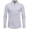 J.VER Men’s Banded Collar Dress Shirt Mandarin Long Sleeve Button Down Shirts Stretch Collarless Tops with Pocket(Light Grey)