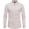 J.VER Men’s Banded Collar Dress Shirt Mandarin Long Sleeve Button Down Shirts Stretch Collarless Tops with Pocket(Light Khaki)
