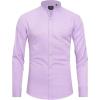 J.VER Men’s Banded Collar Dress Shirt Mandarin Long Sleeve Button Down Shirts Stretch Collarless Tops with Pocket(Light Purple)
