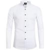 J.VER Men’s Banded Collar Dress Shirt Mandarin Long Sleeve Button Down Shirts Stretch Collarless Tops with Pocket(White Black)