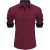 J.VER Mens Digital Printing Dress Shirts Regular Fit Long Sleeve Button Down Shirt Burgundy Large