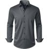 J.VER Men’s Dress Shirts Stretch Long Sleeve Formal Shirt Solid Business Casual Button Down Shirts for Wedding Prom(Grey)