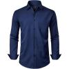 J.VER Men’s Dress Shirts Stretch Long Sleeve Formal Shirt Solid Business Casual Button Down Shirts for Wedding Prom(Navy Blue)