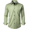 J.VER Men’s Dress Shirts Stretch Long Sleeve Formal Shirt Solid Business Casual Button Down Shirts for Wedding Prom(Sage Green)