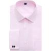 J.VER Men’s French Cuff Dress Shirts Regular Fit Long Sleeve Spread Collar Metal Cufflink(Pink)