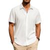 J.VER Men’s Linen Shirts Casual Short Sleeve Button Down Shirt Beach Vacation Cruise Summer Wedding Cotton Tops(Cream White)