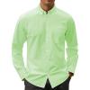 J.VER Men’s Oxford Shirt Solid Casual Button Down Collar Shirts Long Sleeve Dress Shirts with Pocket(Bright Green)