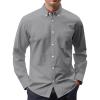 J.VER Men’s Oxford Shirt Solid Casual Button Down Collar Shirts Long Sleeve Dress Shirts with Pocket(Charcoal Grey)