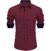 J.VER Men’s Printed Dress Shirts Casual Long Sleeve Stylish Button Down Shirt(A-burgundy+printed)