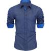 J.VER Men’s Printed Dress Shirts Casual Long Sleeve Stylish Button Down Shirt(Blue+printed)
