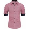 J.VER Men’s Printed Dress Shirts Casual Long Sleeve Stylish Button Down Shirt(Fuchsia+printed)