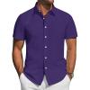 J.VER Mens Short Sleeve Button Down Shirt Stretch Business Casual Dress Shirts Solid Summer Wedding Prom Tops(Dark Purple)