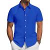 J.VER Mens Short Sleeve Button Down Shirt Stretch Business Casual Dress Shirts Solid Summer Wedding Prom Tops(Royal Blue)