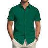 J.VER Men’s Short Sleeve Dress Shirts Stretch Stain Shield Casual Button Down Shirts Solid Formal Shirt(Dark Green)