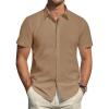 J.VER Men’s Short Sleeve Dress Shirts Stretch Stain Shield Casual Button Down Shirts Solid Formal Shirt(Khaki)
