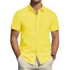 J.VER Men’s Short Sleeve Dress Shirts Stretch Stain Shield Casual Button Down Shirts Solid Formal Shirt(Lemon Yellow)
