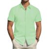 J.VER Men’s Short Sleeve Dress Shirts Stretch Stain Shield Casual Button Down Shirts Solid Formal Shirt(Light Green)