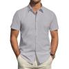 J.VER Men’s Short Sleeve Dress Shirts Stretch Stain Shield Casual Button Down Shirts Solid Formal Shirt(Light Grey)