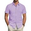 J.VER Men’s Short Sleeve Dress Shirts Stretch Stain Shield Casual Button Down Shirts Solid Formal Shirt(Light Purple)