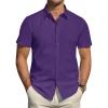 J.VER Men’s Short Sleeve Dress Shirts Stretch Stain Shield Casual Button Down Shirts Solid Formal Shirt(Purple)
