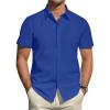 J.VER Men’s Short Sleeve Dress Shirts Stretch Stain Shield Casual Button Down Shirts Solid Formal Shirt(Royal Blue)