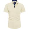 J.VER Men’s Short Sleeve Dress Shirts Stretch Wrinkle Free Casual Button Down Shirts with Pocket for Business Wedding(Beige)