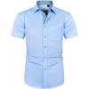 J.VER Men’s Short Sleeve Dress Shirts Stretch Wrinkle Free Casual Button Down Shirts with Pocket for Business Wedding(Blue)