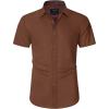 J.VER Men’s Short Sleeve Dress Shirts Stretch Wrinkle Free Casual Button Down Shirts with Pocket for Business Wedding(Chocolate Brown)