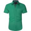 J.VER Men’s Short Sleeve Dress Shirts Stretch Wrinkle Free Casual Button Down Shirts with Pocket for Business Wedding(Hunter Green)
