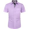 J.VER Men’s Short Sleeve Dress Shirts Stretch Wrinkle Free Casual Button Down Shirts with Pocket for Business Wedding(Light Purple)