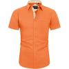 J.VER Men’s Short Sleeve Dress Shirts Stretch Wrinkle Free Casual Button Down Shirts with Pocket for Business Wedding(Orange)