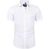 J.VER Men’s Short Sleeve Dress Shirts Stretch Wrinkle Free Casual Button Down Shirts with Pocket for Business Wedding(White)